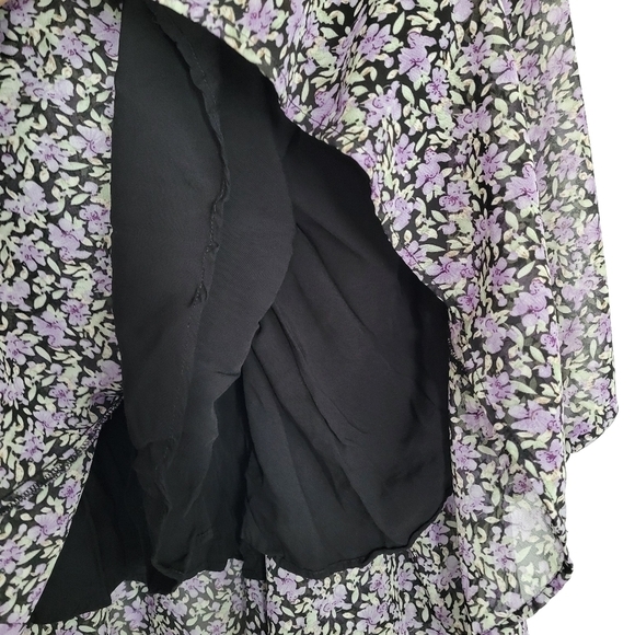 Blush & Day Black Floral Tiered Babydoll Mini Dress M Dark Romantic‎ Whimsigoth - Picture 5 of 14